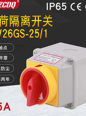 LW26GS-25/1电源切断220V负荷断路25A带盒2P防水IP65万能转换