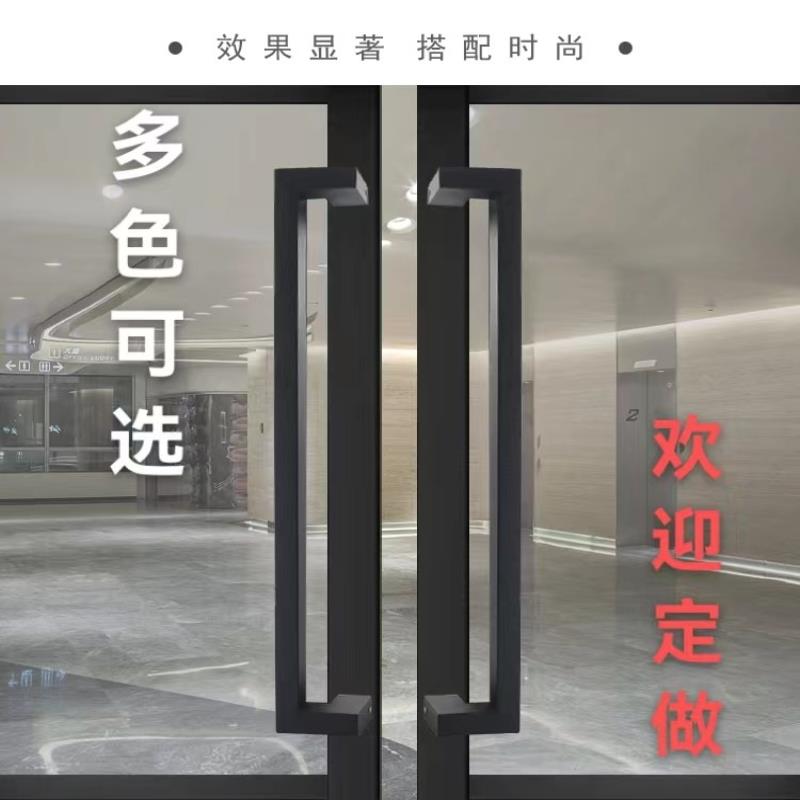 玻璃门拉手高档加厚不锈钢侧装防夹手哑黑象牙白灰色玫瑰金把手