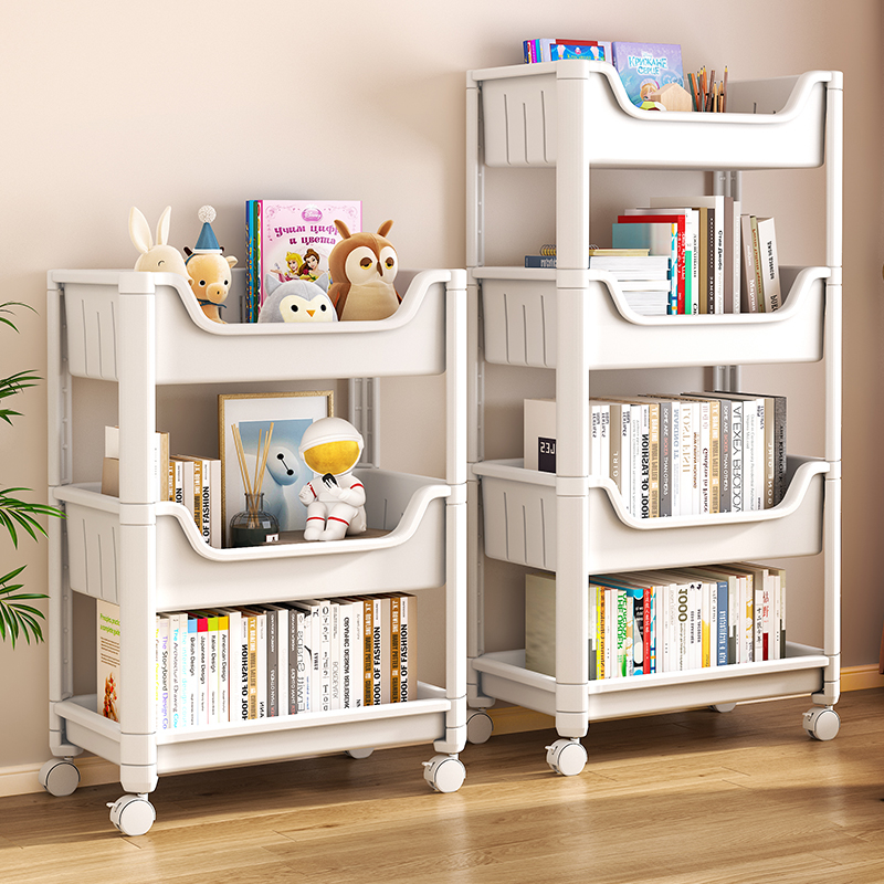 日本MUJIE书架置物架落地家用儿童玩具收纳架阅读移动推车书柜子