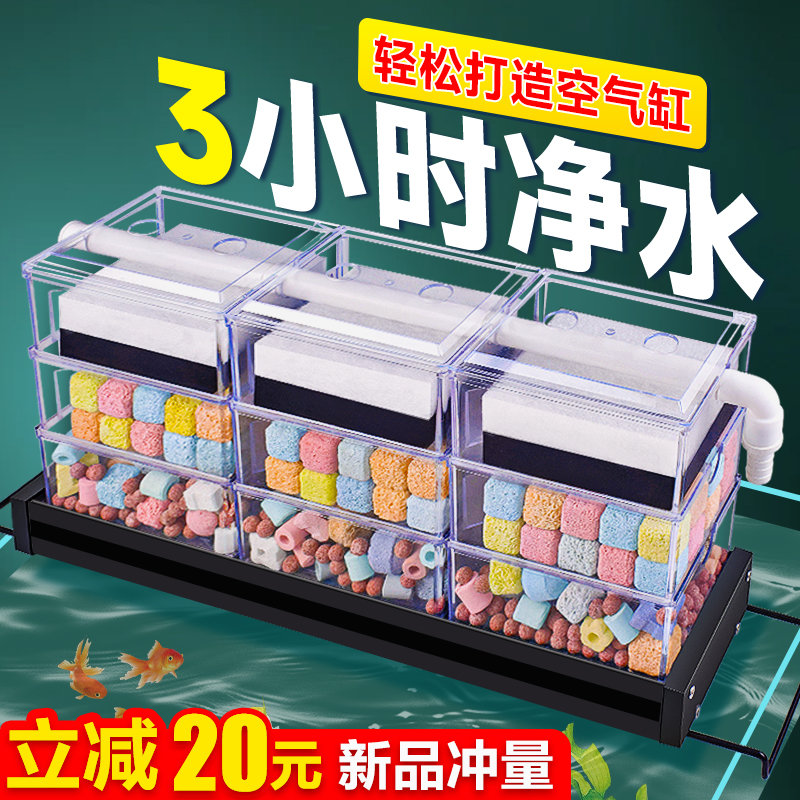 鱼缸滴流盒过滤盒净水过滤器上滤盒亚克力三合一龟缸上置循环