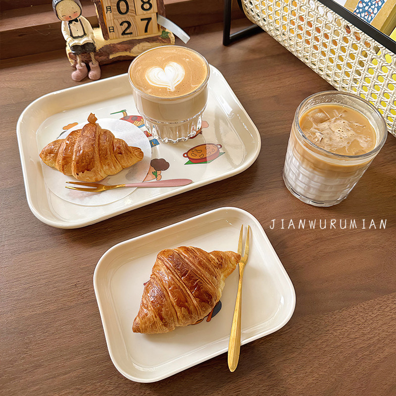 ins风可爱卡通早餐托盘桌面杂物收纳零食饰品托盘摆拍装饰道具