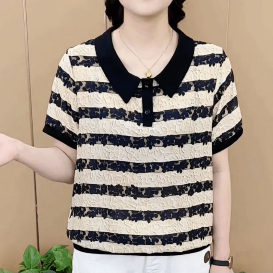 1夏装女士百搭气质娃娃领短袖t恤女洋气减龄上衣休闲宽松衣服小衫