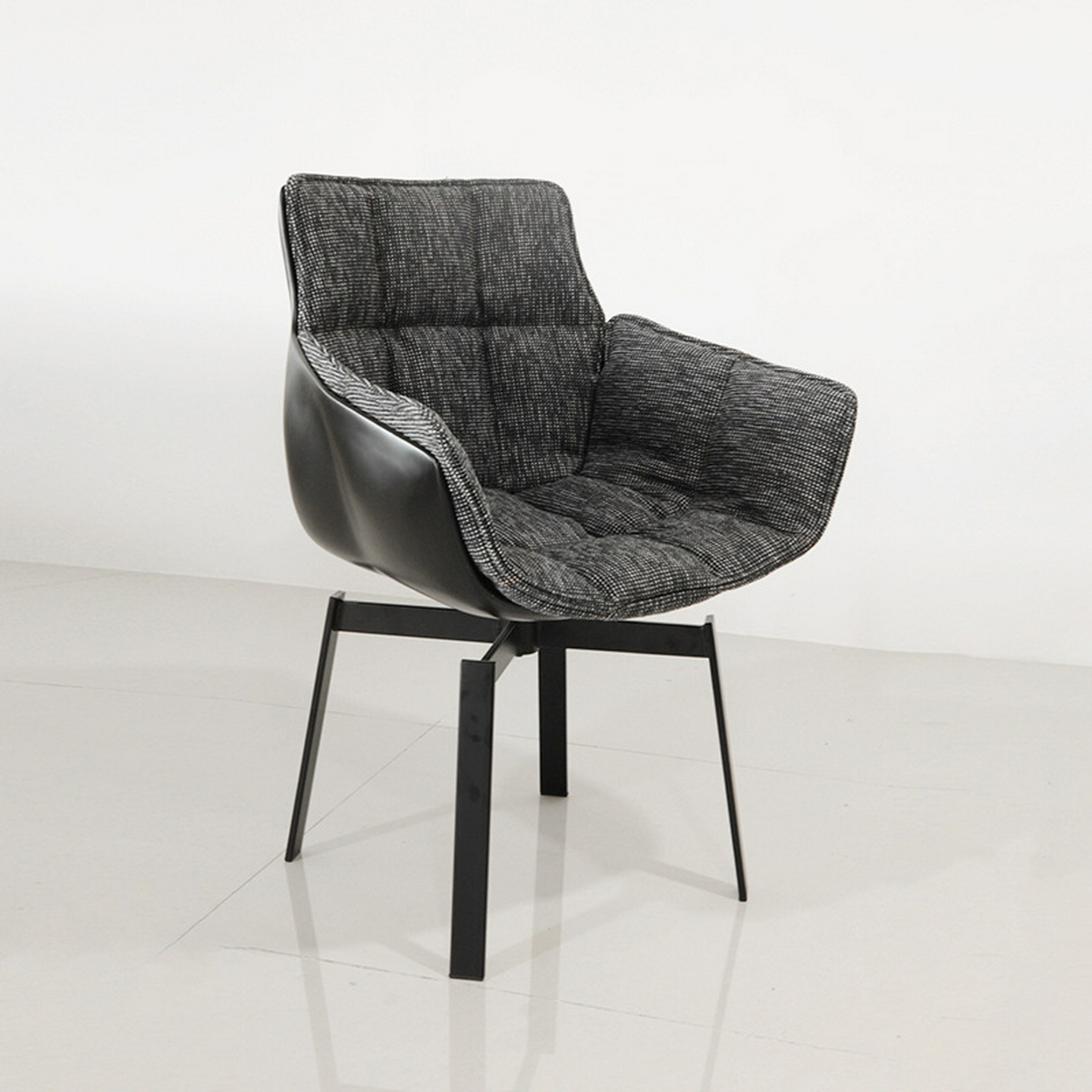 意式极简单人沙发椅设计师旋转休闲稻壳椅小户型客厅餐厅靠背餐椅