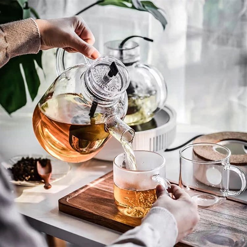 丹麦轻奢玻璃茶壶北欧过滤松果壶耐高温煮茶壶花茶壶大容量泡茶壶