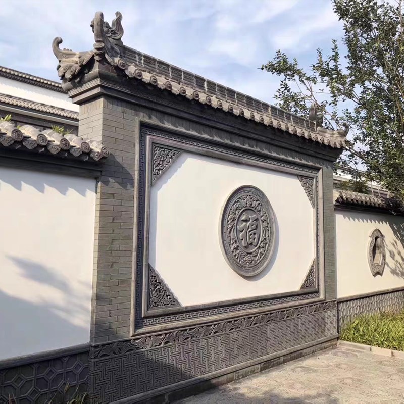 古建砖雕浮雕中式彷古影壁墙装饰徽派青砖福字照壁墙画庭院迎门墙