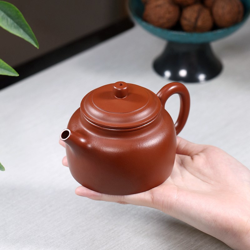 宜兴紫砂壶纯手工家用紫砂茶具原矿梨皮大红袍泡茶壶全手工德钟壶