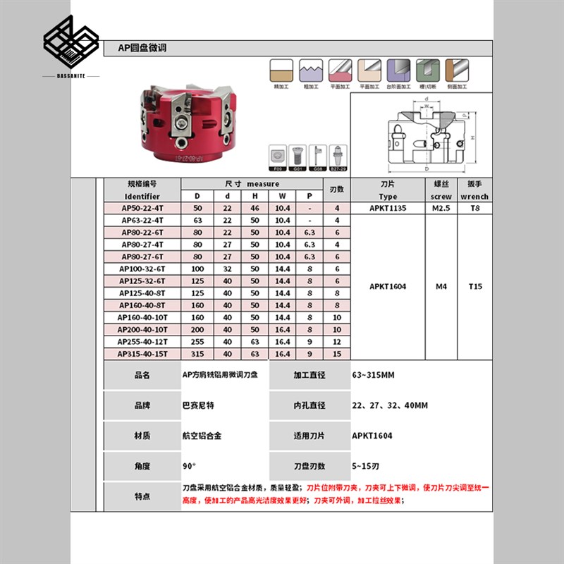 BAP400R铝合金微调刀盘 加工中心90镜面高光铣 铜铝 压克力专用
