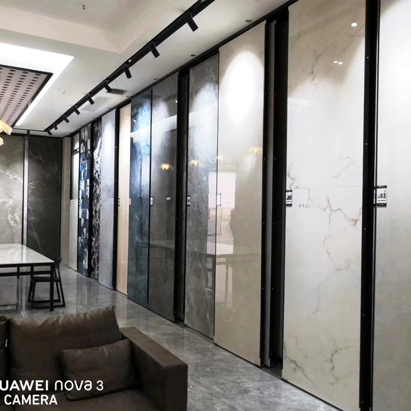 瓷砖推拉展示架立式大板木门架地板可调节展示柜连纹岩板样品展架