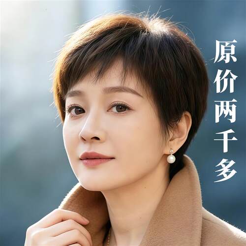 假发全头套女士短发真发全真人发夏季薄款中老年妈妈款自然假发套