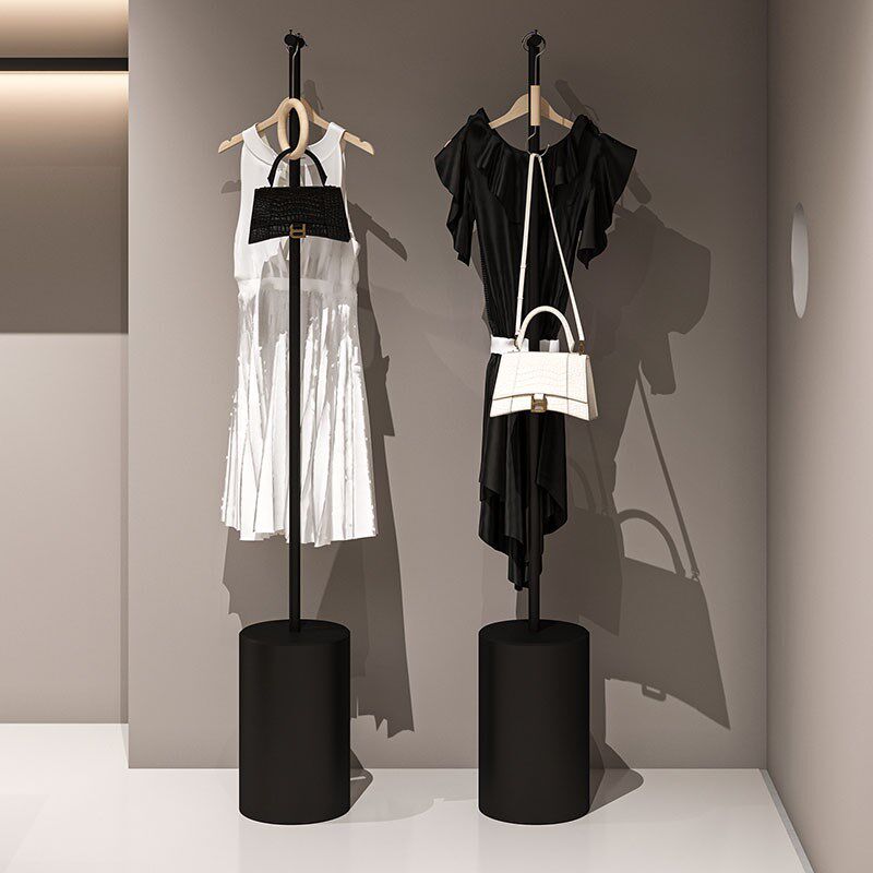 服装店衣架展示架落地铁艺黑色橱窗网红专用正挂陈列架女装店货架