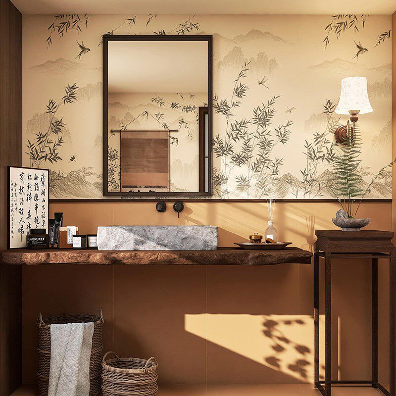 古风竹子花砖600x1200宋式美学瓷砖厨房卫生间厕所墙砖荷叶艺术砖
