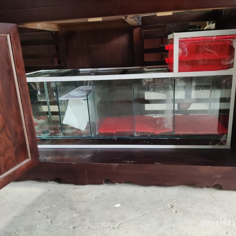 老榆木实木鱼缸中式精雕底柜订制鱼缸水族箱龙鱼缸大型超白鱼缸