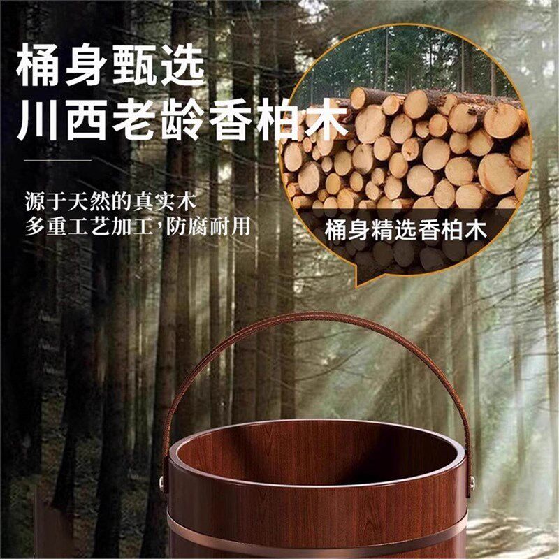 香柏木儿童专用泡脚桶木桶过小腿带盖保温养生按摩小孩洗脚盆家用