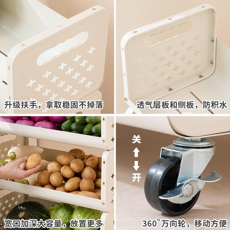 厨房菜篮子置物架多层落地可移动放水果蔬菜收纳家用多功能小推车