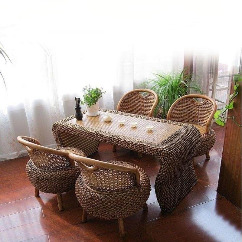 小户型家用藤编阳台桌椅组合茶室喝茶桌休闲简约茶几茶台艺小桌子