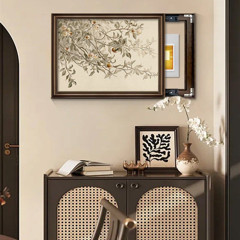 平安果法式中古风电表箱装饰画覆古客厅电源盒餐厅配电箱遮挡挂画,家居饰品,现代装饰画,淘宝优惠券,粉丝福利购,淘宝优惠卷