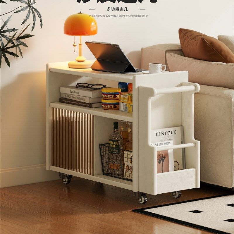 可移动小桌实木桌下书架储物架侧柜奶油风格侧桌创意简单书柜,住宅家具,移动边几/推车,淘宝优惠券,粉丝福利购,淘宝优惠卷
