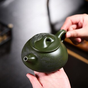 平步青云景舟石瓢茶壶单壶 一件起批宜兴手工墨绿泥紫砂壶名家款