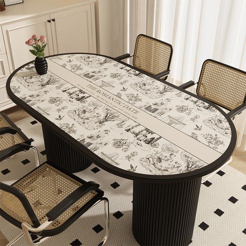 椭圆形餐桌布轻奢高级感pvc桌垫免洗防水防油防烫免洗客厅餐桌垫,居家布艺,桌布,淘宝优惠券,粉丝福利购,淘宝优惠卷