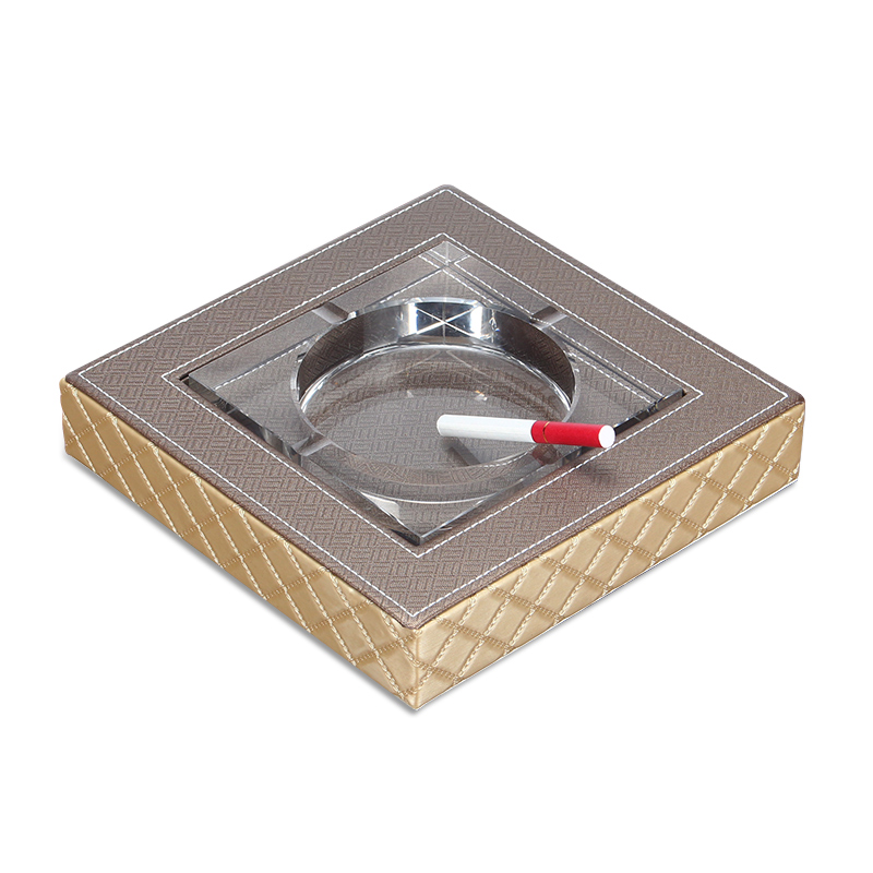 皮革烟灰缸 潮流个性水晶玻璃 欧式客厅茶几创意可U爱大号家用定