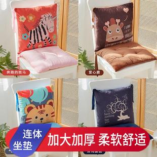 椅子坐垫靠垫一体办公室凳子椅垫加厚榻榻米餐椅布艺带绑带屁股垫