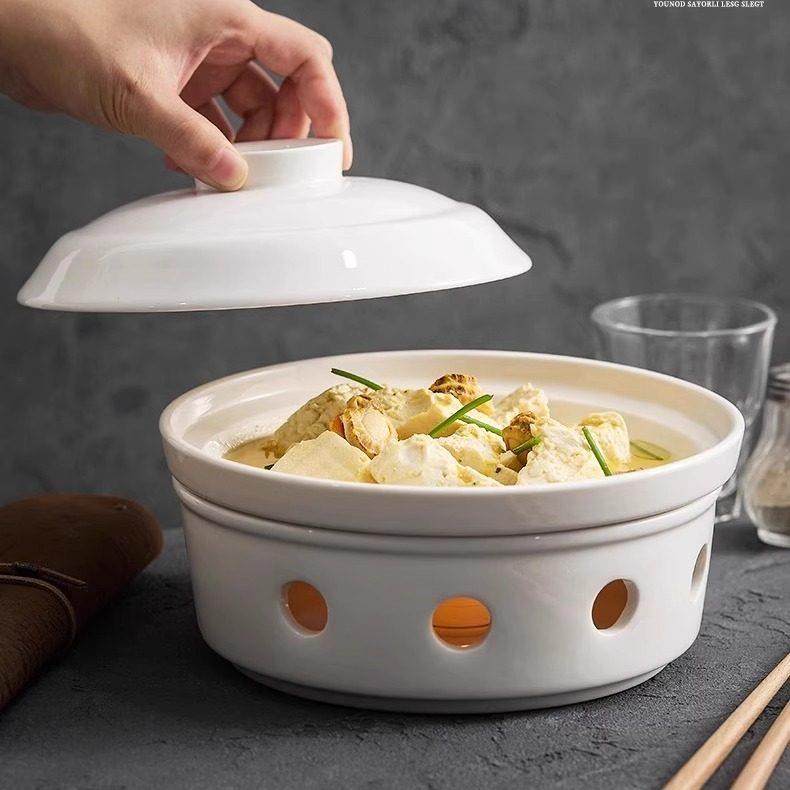 蜡烛酒店底部加热明炉干锅酒精炉子家用陶瓷餐具保温菜瓷盘鱼盘碗