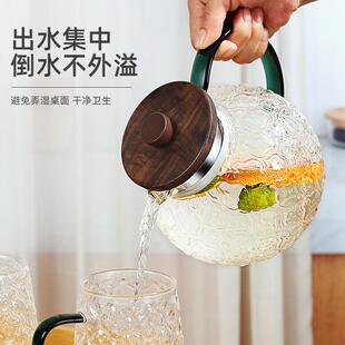 日本凉水壶玻璃耐高温冷水壶家用客厅大容量凉白开高硼硅茶杯套装
