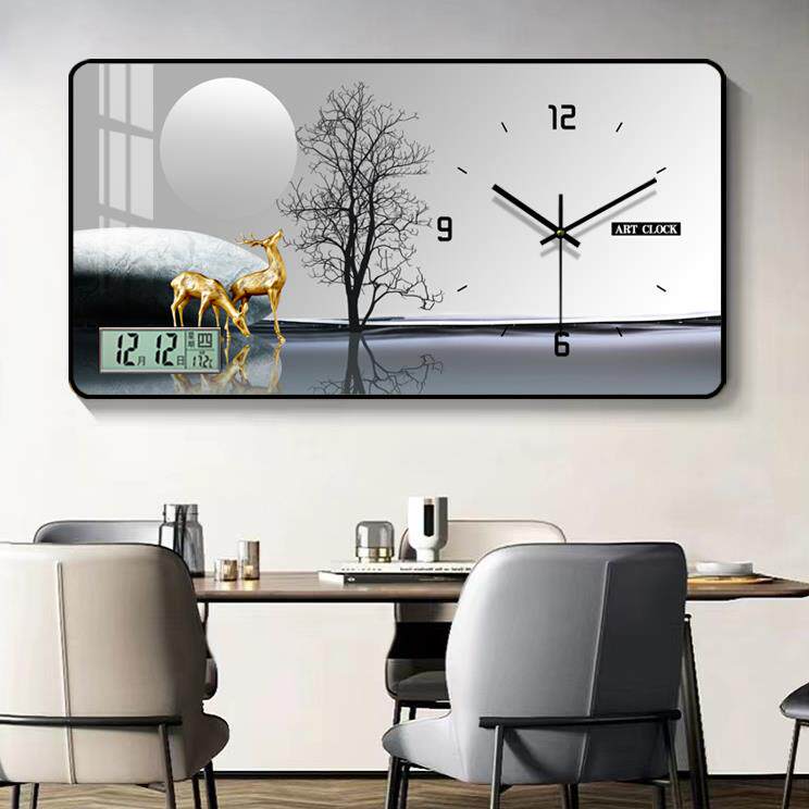 中式挂钟客厅钟表简约北欧时尚家用时钟挂表现代创意个性 石英钟