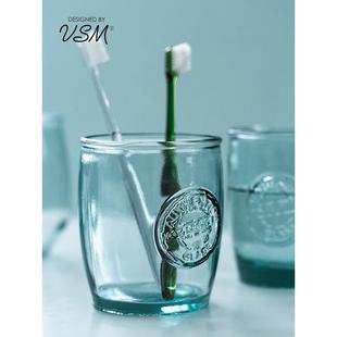 牙刷杯西班牙进口vsm家用牙膏收纳盒牙具杯覆古创意玻璃漱口杯子