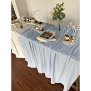 浅蓝色薄雾蓝色桌布春夏花香甜点桌布小红薯在家庭B&B摊位桌布