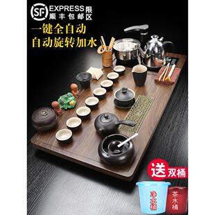 景德镇高端手工整套紫砂茶具套装全自动烧水壶一体茶盘家用客厅汝