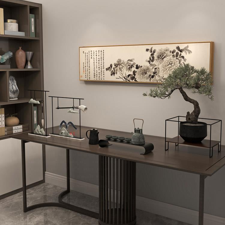 米亦堂x水墨牡丹 新中式横幅国画客厅餐厅办公室卧室床头装饰画图片
