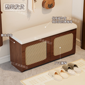 北欧实木进门入户换鞋 凳翻盖收纳 家用门口穿鞋 凳矮鞋 柜一体日式