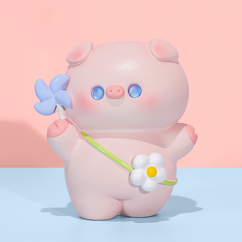 我不要生气小猪桌面摆件办公室工位装饰治愈摆件提W升幸福感小物