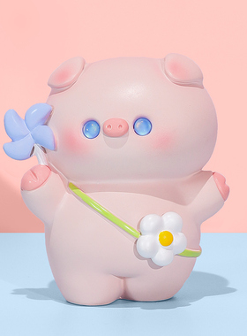 我不要生气小猪桌面摆件办公室工位装饰治愈摆件提W升幸福感小物