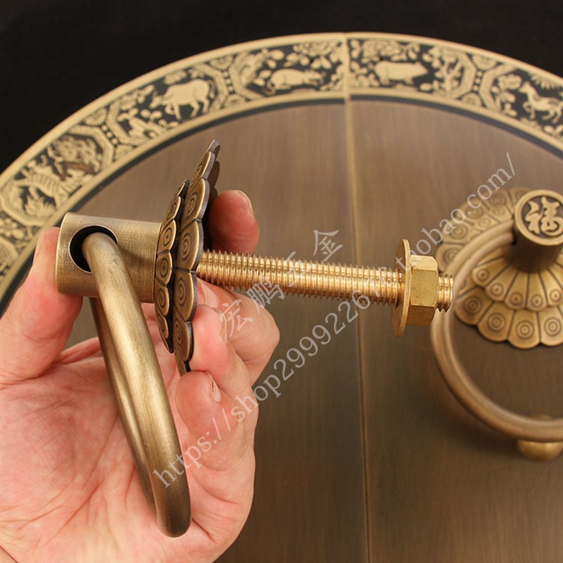 定制中式纯铜加粗大门门环y拉手门锁仿古实木门铜拉手门把手