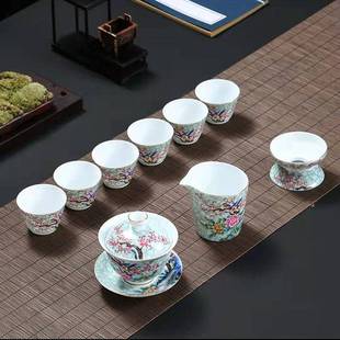 功夫茶杯套装 景德镇茶具茶壶套装 家用泡茶杯陶瓷手绘商务送礼