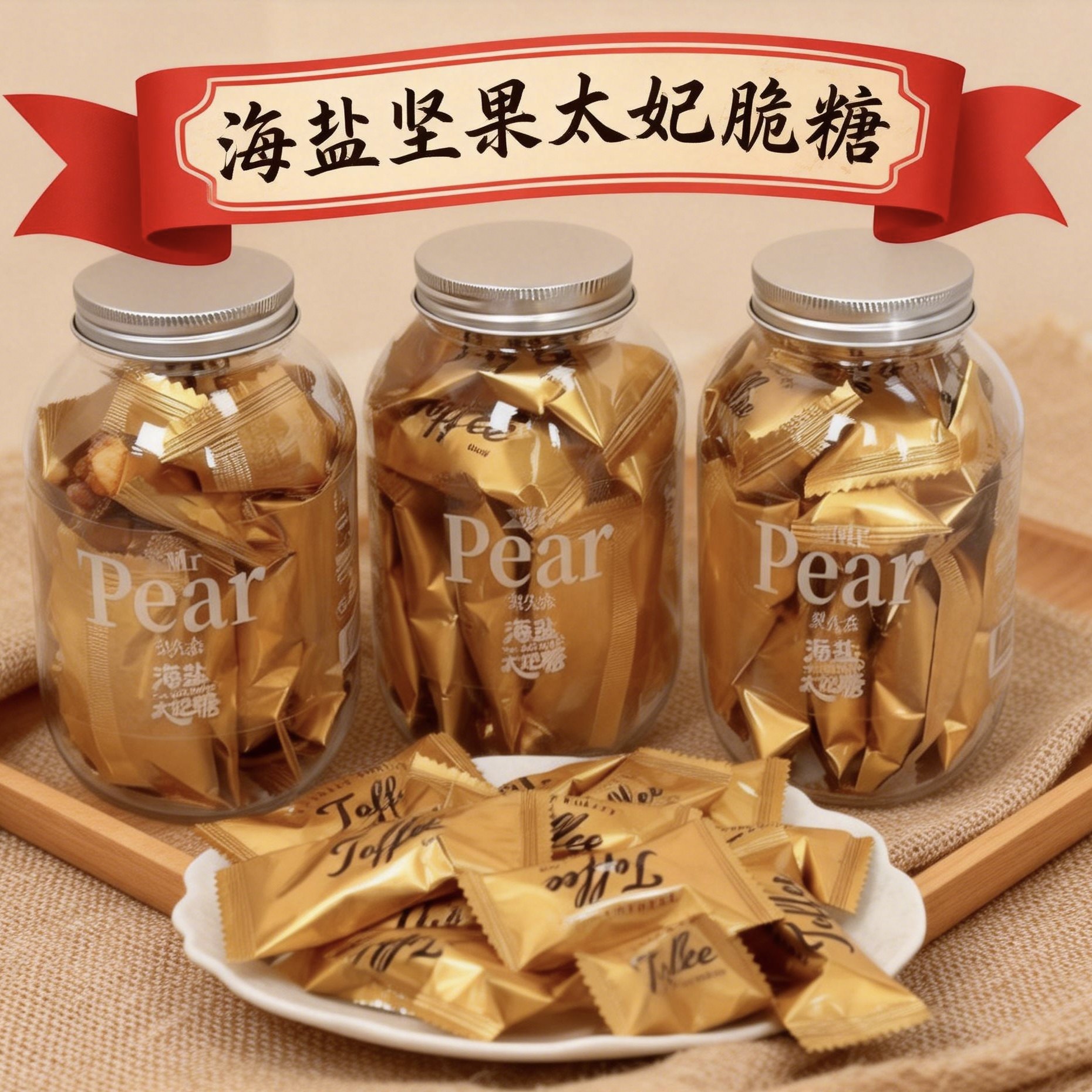 梨先森海盐坚果太妃糖罐装焦糖糖果零食小包装休闲食品,零食/坚果/特产,焦糖/太妃糖,淘宝优惠券,粉丝福利购,淘宝优惠卷