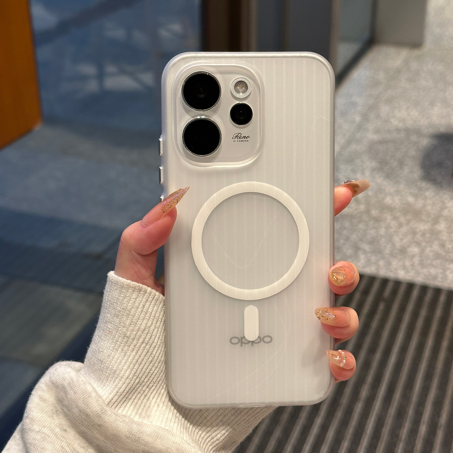 适用opporeno15手机壳2026新款瓦楞磁吸reno15pro保护套14外壳透明磨砂13超薄oppo全包防摔高级男女款PC硬壳