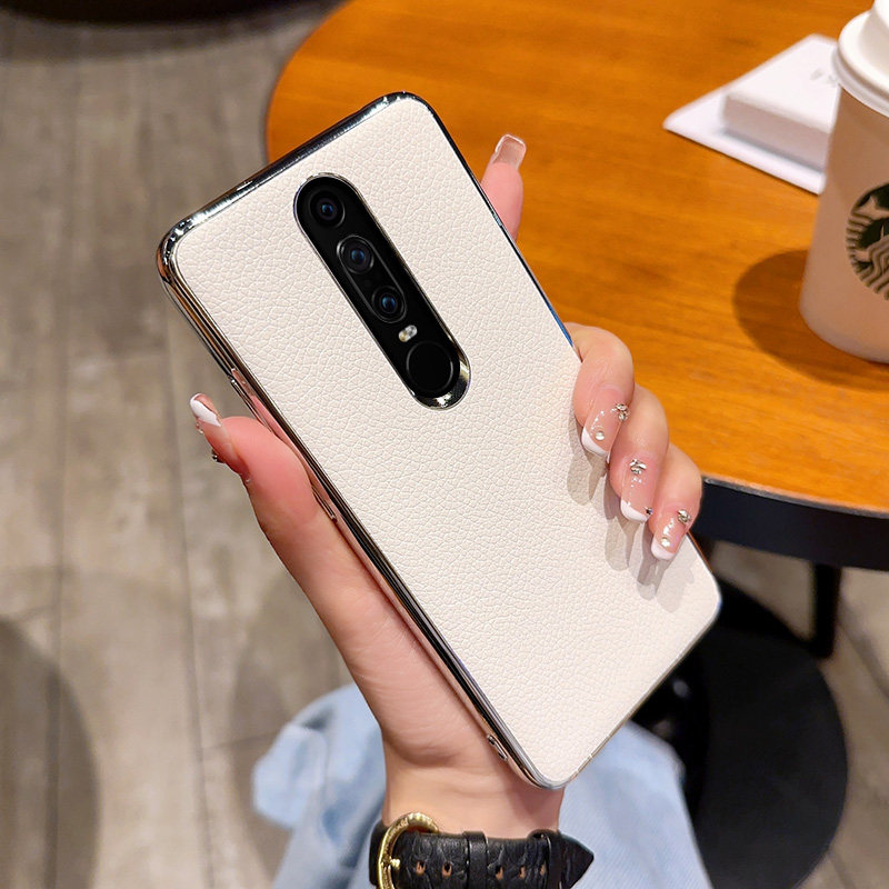 津齐适用于华为maters保时捷设计手机壳简约纯色高雅白荔枝纹华为maters全包防摔电镀皮质保护套创意皮纹硬壳