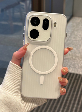 适用OPPOFindX9手机壳新款X9Pro瓦楞磁吸findx8ultra高级感防指纹findx8保护oppo女款ins风简约透明款PC硬壳