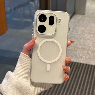 适用OPPOFindX9手机壳新款X9Pro瓦楞磁吸findx8ultra高级感防指纹findx8保护oppo女款ins风简约透明款PC硬壳