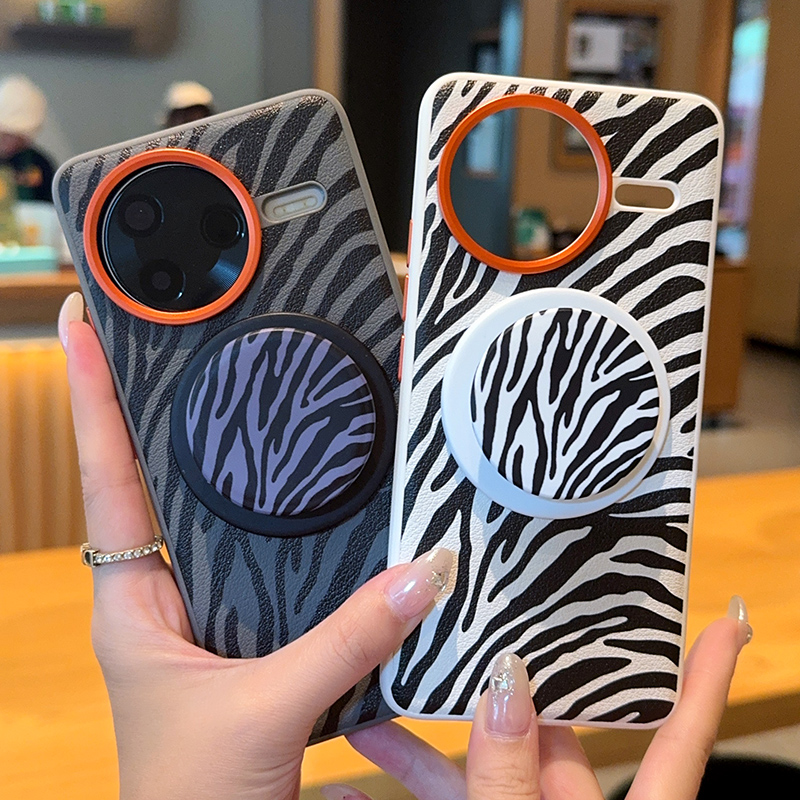 津齐适用于Redmi红米K80Pro手机壳高级黑白斑马纹皮纹红米K80保护全包红米K80Pro防摔高档磁吸硅胶软边防摔