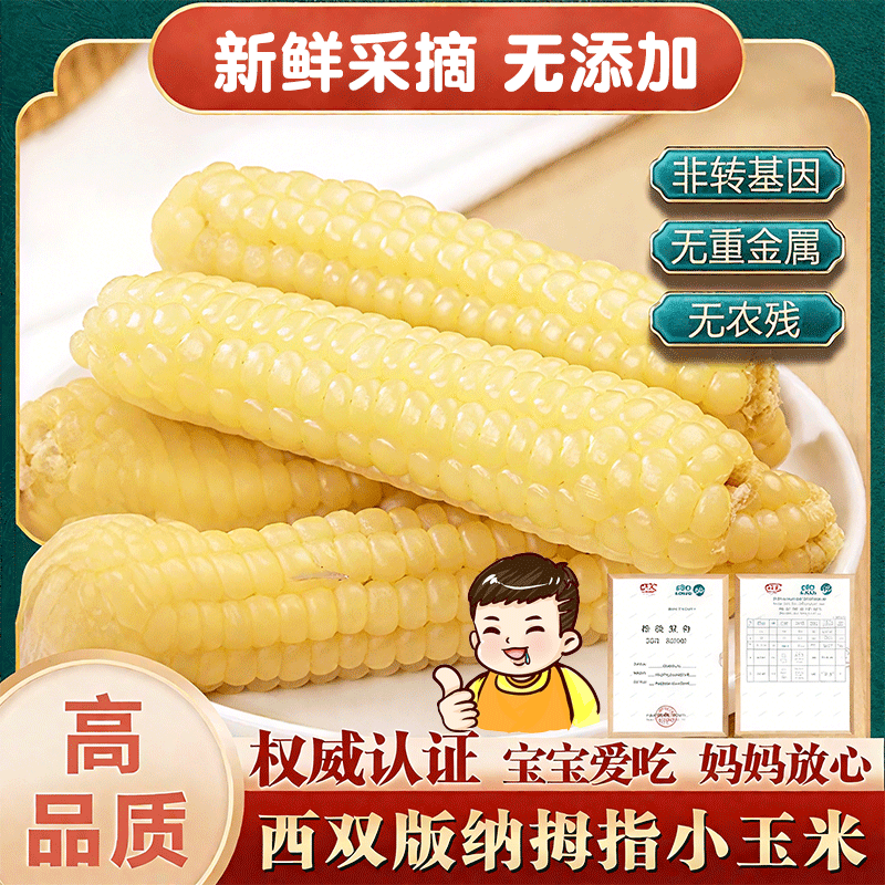 正宗云南西双版纳香糯拇指玉米手