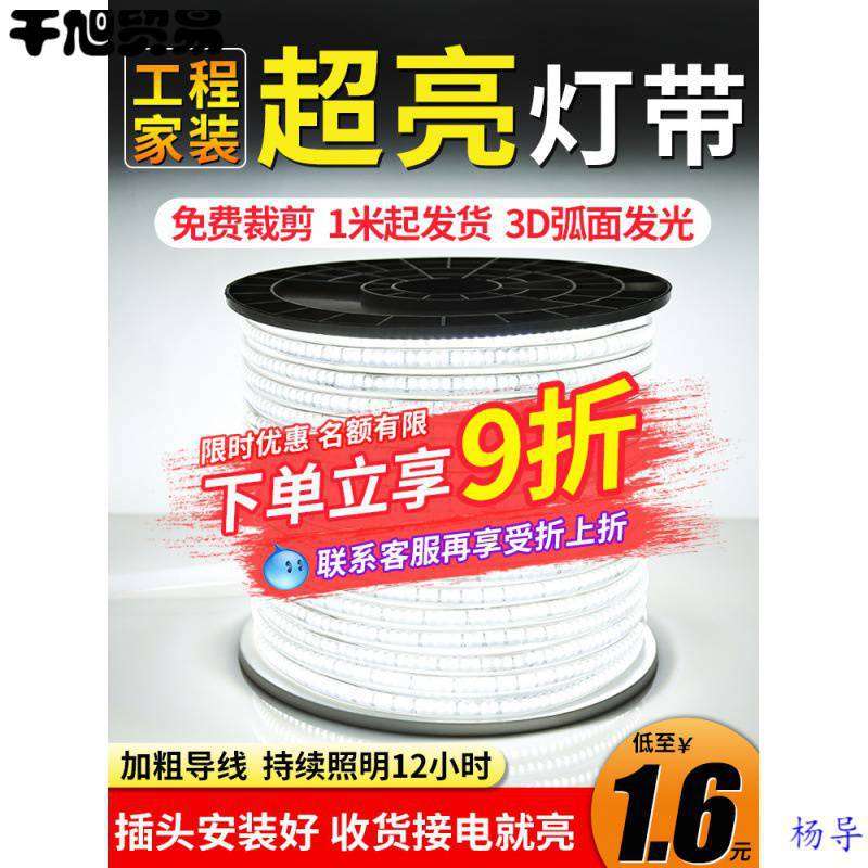 led灯带220v客厅家用吊顶三色软灯条户外超亮长条灯带条防水线灯.