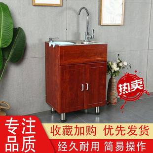 简易不锈钢厨房家用白钢单双槽洗菜盆洗手盆橱柜组合水斗盆水槽柜