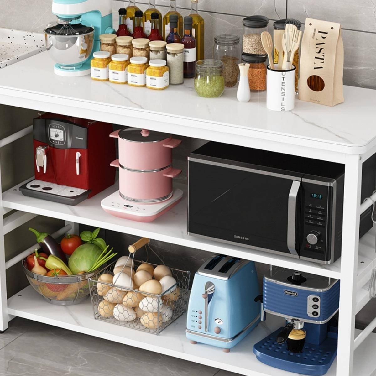 PL088厨房岩储桌板菜桌导台桌置物架多功能长桌简切易物架家用微