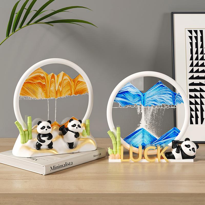 创轻奢bj834-猫流沙画件卡通意客厅熊办公摆室沙漏装饰品网红3D立图片