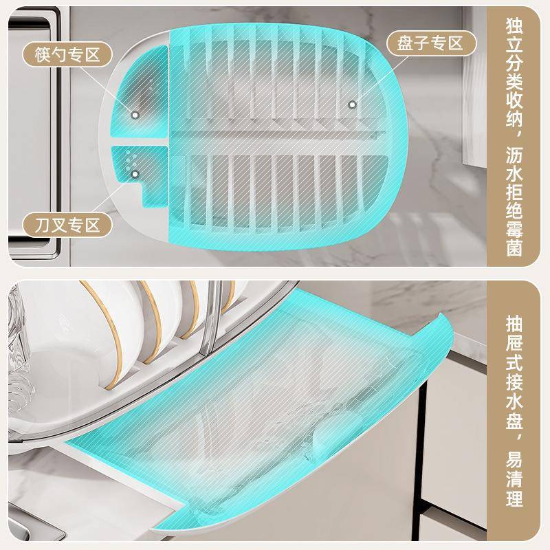碗碟收纳架家用厨房双层碗柜带盖沥水装盘收纳箱置物架碗筷收盛卿