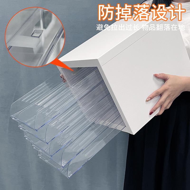 钢制开口塑胶抽屉式层板桌面夹缝文件资料收纳柜